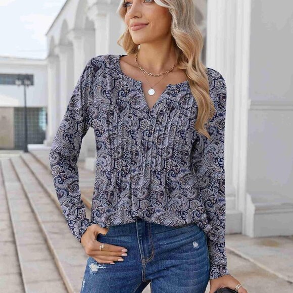 Women's 2025 Long Sleeve Tunic Blouse - Stylish V-Neck for Every Occasion - Picture 4 of 6